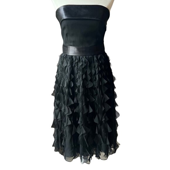 WHBM Black Strapless Fit & Flare Dress - Size 4 - Picture 2 of 6